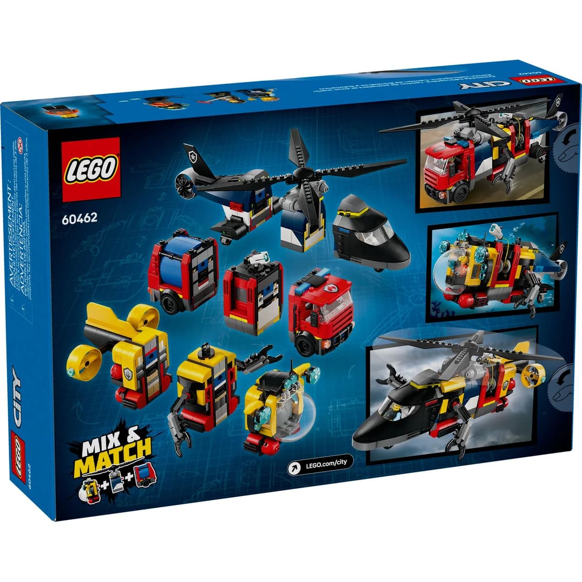 LEGO® City™ 60462 Zestaw z Helikopterem, Wozem Strażackim i Łodzią Podwodną, zdjęcie 2
